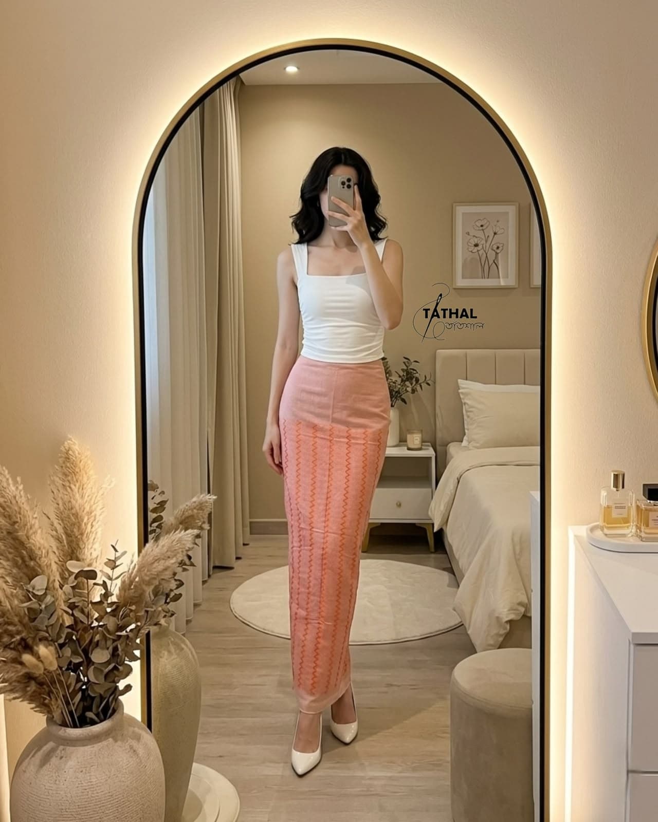 Blush Pink Zig-Zag striped Wrapper